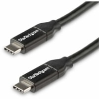 StarTech.com 0.5m USB C to USB C Cable w/ 5A PD - M/M - USB 2.0 - USB-IF Certified - USB Type C Cable - USB C Charging Cable - USB C PD Cable - 1.6 ft (0.50 m) Thunderbolt 3 Data Transfer Cable for MacBook Pro, MacBook, Chromebook, Power Bank, Notebook, Docking Station - First End: 1 x 24-pin USB 2.