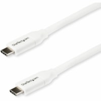 StarTech.com 2m 6 ft USB C to USB C Cable w/ 5A PD - M/M - White - USB 2.0 - USB-IF Certified - USB Type C Cable - USB C Charging Cable - USB C PD Cable - 6.6 ft (2 m) USB-C Data Transfer Cable for Notebook, MacBook Pro, MacBook, Chromebook, Power Bank, Docking Station - First End: 1 x 24-pin USB 2.