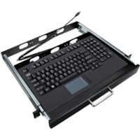 Adesso Touchpad Keyboard with Rackmount - Cable Connectivity - USB Interface - 104 Key Left Mouse, Right Mouse, Home, Back, Forward, Search, Email, Play/Pause, Stop, Previous Track, Next Track, ... Hot Key(s) - English (US) - Point of Sale (POS) - TouchPad - Windows - Membrane Keyswitch - Black