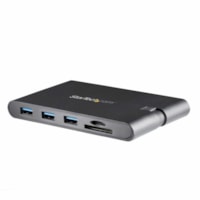 StarTech.com USB C Multiport Adapter - USB Type-C Mini Dock with HDMI 4K or VGA Video - 100W PD Passthrough, 3x USB 3.0, GbE, SD & MicroSD - USB-C Multiport adapter with 4K 30Hz HDMI or 1080p VGA video/3x USB-A 3.0 (support BC 1.2 1.5A fast-charge)/SD/microSD/GbE - Mini Travel Dock w/up to 100W Powe