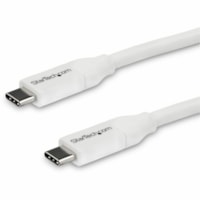 StarTech.com 4m 13 ft USB C to USB C Cable w/ 5A PD - M/M - White - USB 2.0 - USB-IF Certified - USB Type C Cable - USB C Charging Cable - USB C PD Cable - 13.1 ft (4 m) USB Data Transfer Cable for Notebook, MacBook, MacBook Pro, Chromebook, Wall Charger, Power Bank, Docking Station, Car Charger - F