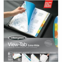 Wilson Jones View-Tab Tab Divider - 8 Tab(s) - Assorted Polypropylene Divider - Extra Wide Divider, Sturdy, Transparent - 1 Set