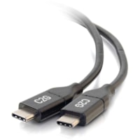 C2G 10ft USB C Cable - USB 2.0 (5A) - M/M Type C Cable - 10 ft (3.05 m) USB Data Transfer Cable for Smartphone, Notebook, Tablet - First End: 1 x USB 2.0 Type C - Male - Second End: 1 x USB 2.0 Type C - Male - 480 Mbit/s - Gold-flash, Nickel Plated Connector - 30 AWG - Black