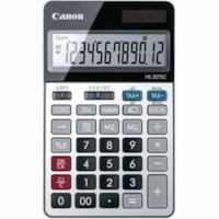 Canon HS-20TSC Simple Calculator - Rounding Selector, Decimal Point Selector Switch, Currency Converter, Backspace Key, Double Zero, Angled Display, Kickstand, Dual Power - 12 Digits - LCD - Battery/Solar Powered - 1" Height x 4.3" Width x 7.1" Depth - Plastic, Acrylic, Metal