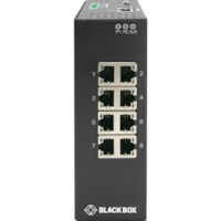 Black Box Industrial Managed Gigabit Ethernet Switch - 8 Ports - Manageable - Gigabit Ethernet - 10/100/1000Base-T - 2 Layer Supported - 10.50 W Power Consumption - Twisted Pair - DIN Rail Mountable, Wall Mountable - 1 Year Limited Warranty