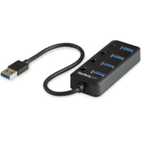 StarTech.com 4 Port USB 3.0 Hub - USB Type-A to 4x USB-A with Individual On/Off Port Switches - SuperSpeed 5Gbps USB 3.2 Gen 1 - Bus Power - 4 port USB 3.0 hub with individual port switches - 4x USB Type-A ports - SuperSpeed 5Gbps (USB 3.2/3.1 Gen 1) - Bus powered USB hub (4.5W shared w/downstream d