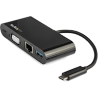 StarTech.com USB C Multiport Adapter - Mini USB-C Dock w/ VGA Video - 60W Power Delivery Passthrough - USB Type-A 5Gbps - Gigabit Ethernet - USB-C Multiport adapter with 1080p VGA video/GbE/USB Type-A (USB 3.0 5Gbps & BC 1.2 1.5A fast charge)/60W Power Delivery passthrough - Portable USB C mini dock