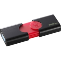 Kingston 128GB DataTraveler 106 USB 3.1 Flash Drive - 128 GB - USB 3.1 - Piano Black, Red - 5 Year Warranty