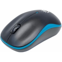 Manhattan Success Wireless Optical Mouse - Full-size Mouse - Optical - Wireless - Radio Frequency - 2.40 GHz - Blue, Black - USB - 1000 dpi - Scroll Wheel - 3 Button(s)