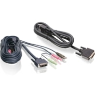 IOGEAR 6ft Dual View Dual-Link DVI, USB KVM Cable Kit with Audio (TAA Compliant) - 6 ft KVM Cable for Notebook, Desktop Computer, KVM Switch, Monitor, Keyboard/Mouse, Speaker - First End: 2 x DVI-D (Dual-Link) Digital Video - Male, 1 x USB 2.0 Type B - Male, 2 x Mini-phone Audio - Male - Second End: