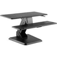 Amer Mounts Gas Spring Sit-Stand Desktop Workstation - Black Finish - 17 kg Load Capacity - 19.90" (505.46 mm) Height x 31.50" (800.10 mm) Width x 31.70" (805.18 mm) Depth - Desktop - Plastic, Medium Density Fiberboard (MDF), Polyvinyl Chloride (PVC), Steel - Black