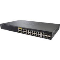 Cisco SG350-28P 28-Port Gigabit PoE Managed Switch - 26 Ports - Manageable - Gigabit Ethernet - 10/100/1000Base-TX, 1000Base-X - Refurbished - 3 Layer Supported - Modular - 4 SFP Slots - 36.90 W Power Consumption - Optical Fiber, Twisted Pair - 1U - Desktop, Rack-mountable - Lifetime Limited Warrant