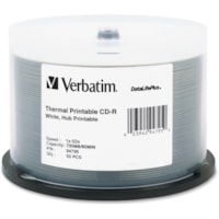 Verbatim DataLifePlus 94795 CD Recordable Media - CD-R - 52x - 700 MB - 50 / Pack - White - 120mm - Single-layer Layers - Printable - Thermal Printable - 1.33 Hour Maximum Recording Time