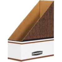 Bankers Box Magazine Files - Letter - Wood Grain, White - Cardboard - 1 Each