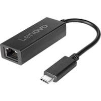 Lenovo USB-C to Ethernet Adapter - RJ-45/USB Network Cable for Notebook - First End: 1 x RJ-45 Network - Female - Second End: 1 x USB Type C - Male - 100 Mbit/s - Black