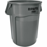 Rubbermaid Brute Container With Venting Channels 166.5 L - Grey - 43.98 gal (166500 mL) Capacity - Venting Channel, Durable, Warp Resistant, Crack Resistant, Crush Resistant, UV Resistant, Damage Resistant, Fade Resistant, Stackable, Contoured Base Handle - 31.3" Height x 28.2" Width x 24.1" Depth -