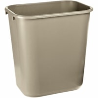 Rubbermaid Wastebasket - 7.03 gal (26592.517783 mL) Capacity - Rectangular - Chip Resistant, Rust Resistant, Dent Resistant, Easy to Clean - 15" Height x 10.2" Width x 14.3" Depth - Linear Low-Density Polyethylene (LLDPE), Plastic - Beige - 12 / Case