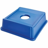 Rubbermaid Commercial Universal 35 Gal Bottles and Cans Recycling Lid Blue - Square - Resin, High-density Polyethylene (HDPE) - Blue