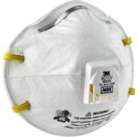 3M Safety Mask - Recommended for: Building, Construction, Food Processing, Manufacturing, General Purpose, Mining, Oil & Gas, Transportation, Grinding, Sweeping, Sanding, ... - Standard Size - Particulate, Gases, Vapor, Dust Protection - White - Exhalation Valve, Nose Foam, Adjustable Nose Clip, Fil