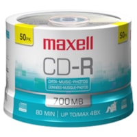 CD enregistrable - CD-R - 700 Mo - 50 Pack Broche Maxell - 120 mm - 1.33 Heure Temps maximum d'enregistrement