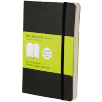 Moleskine Plain Soft Notebook - Pocket - 192 Pages - Plain - Thread Sewn - 3 1/2" (88.90 mm) x 5 1/2" (139.70 mm) Sheet Size - Pocket, Soft Cover, Flexible Cover, Sturdy Cover, Rounded Corner, Acid-free, Bookmark, Elastic Closure