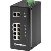 Commutateur Ethernet 10 Ports - Gigabit Ethernet - 10/100/1000Base-TX Black Box - 10 Ports - Gigabit Ethernet - 10/100/1000Base-TX - 2 Couche supportée - Paire torsadée - Fixation au mur, Montage sur rail DIN, Panneau montable - 1 Année Garantie limitée