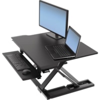 Élévateur de bureau multiusage WorkFit Hauteur réglable Ergotron - Jusqu'à 30 po (762 mm) Support d'écran - 40 lb (18143,69 g) Capacité de charge - hauteur de 20 po (508 mm) - Bureau - Noir