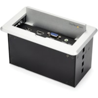 StarTech.com Conference Table Connectivity Box for A/V - USB Charging - LAN - HDMI / VGA / DisplayPort Inputs - HDMI Output - 4K - Conference Table Connectivity Box installs in table - Conference table pop up box shares HDMI VGA or DP laptop to your HDMI display - Conference table pop up box with US