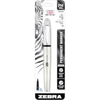 Zebra STEEL 7 Series PM-701 Permanent Marker - Fine Pen Point - Bullet Marker Point - Refillable - Stainless Steel Barrel - 1 Each