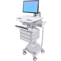 Ergotron Electric Lift Cart with LCD Arm, LiFe Powered, 3 Drawers (1x3) - 3 Drawer - Push/Pull Handle - 15 kg Capacity - 4 Casters - 4" (101.60 mm) Caster Size - Aluminum, Plastic, Zinc Plated Steel - 22.4" Width x 19.8" Depth 