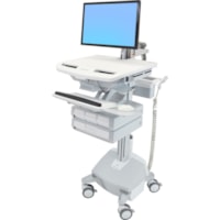 Chariot médical StyleView Ergotron - 4 Tiroir - Pousser/Tirer Poignée - 33,95 lb (15400 g) Capacité - 4 Roulette - 4 po (101,60 mm) Taille de roulette - Aluminium, Plastique, Acier zingué