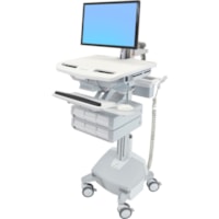 Chariot médical StyleView Ergotron - 3 Tiroir - Pousser/Tirer Poignée - 35,05 lb (15900 g) Capacité - 4 Roulette - 4 po (101,60 mm) Taille de roulette - Aluminium, Plastique, Acier zingué