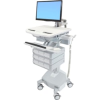 Chariot médical StyleView Ergotron - 3 Tiroir - Pousser/Tirer Poignée - 33,07 lb (15000 g) Capacité - 4 Roulette - 4 po (101,60 mm) Taille de roulette - Aluminium, Plastique, Acier zingué