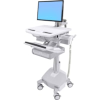 Ergotron StyleView Electric Lift Cart with LCD Arm, LiFe Powered, 2 Drawers (2x1) - 2 Drawer - Push/Pull Handle - 15 kg Capacity - 4 Casters - 4" (101.60 mm) Caster Size - Aluminum, Plastic, Zinc Plated Steel 