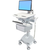 Chariot médical StyleView Ergotron - 1 Tiroir - Pousser/Tirer Poignée - 33,07 lb (15000 g) Capacité - 4 Roulette - 4 po (101,60 mm) Taille de roulette - Aluminium, Plastique, Acier zingué