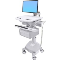 Chariot médical StyleView Ergotron - 2 Tiroir - Pousser/Tirer Poignée - 33,07 lb (15000 g) Capacité - 4 Roulette - 4 po (101,60 mm) Taille de roulette - Aluminium, Plastique, Acier zingué