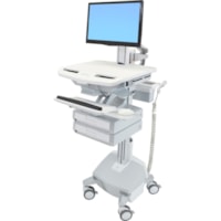 Chariot médical StyleView Ergotron - 2 Tiroir - Pousser/Tirer Poignée - 35,05 lb (15900 g) Capacité - 4 Roulette - 4 po (101,60 mm) Taille de roulette - Aluminium, Plastique, Acier zingué