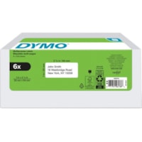 Dymo LabelWriter Multi-Purpose Labels, Value Pack - 1" (25.40 mm) Height x 2 1/8" (53.98 mm) Width - Rectangle - Direct Thermal - Black on White - 500 / Roll - 3000 Total Label(s) - Jam-free, Peel & Stick - 6 Roll