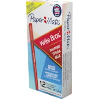 Paper Mate Ballpoint Stick Pens - Medium Pen Point - Red Ink - Red Barrel - 12 / Box