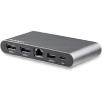 StarTech.com USB C Dock - 4K Dual Monitor DisplayPort Docking Station - 100W Power Delivery Passthrough, GbE, 2x USB-A - Multiport Adapter - Mini USB C docking station - Multiport adapter w/ dual monitor 4K DisplayPort video/2 USB Type-A/GbE/100W Power Delivery pass through - 3.3ft cable/Mac Address