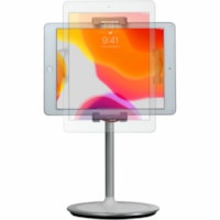 CTA Digital Height-Adjustable Desktop Tablet Stand - Up to 12.9" Screen Support - 13" (330.20 mm) Height x 6.75" (171.45 mm) Width x 6.75" (171.45 mm) Depth - Desktop, Tabletop, Countertop - Rubber - Silver