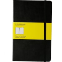 Moleskine Squared Notebook - Large - Quad Ruled Front Ruling - 8.27" (210 mm) Height x 5.12" (130 mm) Width - Cardboard Cover - Rounded Corner, Acid-free, Bookmark, Elastic Closure, Expandable Pocket