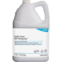 Soft Care All-Purpose Hand, Hair, and Body Wash. - Lemon Scent - 1 gal (3785.41 mL) - Dirt Remover, Soil Remover - Hand, Hair, Body - Pink - pH Balanced, Triclosan-free, Paraben-free, CDEA-free - 4 / Carton