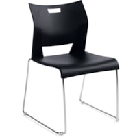 Global® Duet(tm) Stacking Chairs - Black Polypropylene Seat - Black Polypropylene Back - Steel Frame - Sled Base - 1 Each