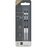 Parker Ballpoint Gel Pen Refill - Medium Point - Black Ink - Smooth Writing - 2 / Pack