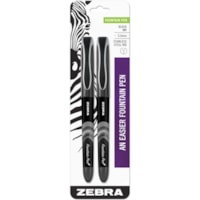 Zebra Pen Zensations Fountain Pens - 0.6 mm (0.02") Fine Pen Point - Black, Blue, Red, Green, Turquoise, Purple, Pink Ink - Water Based - Stainless Steel Tip - 2 / Pack