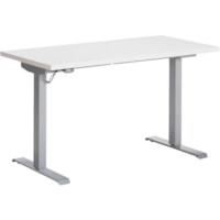 Global Foli PH3T2448 Standing Desk - Designer White Rectangle Top - Powder Coated Silver T-shaped Base - 2 Legs - 220 lb (99.79 kg) Capacity - 22.6" (574.04 mm) to 48.6" (1234.44 mm) Adjustment x 48" (1219.20 mm) Table Top Width x 24" (609.60 mm) Table Top Depth x 1" (25.40 mm) Table Top Thickness -