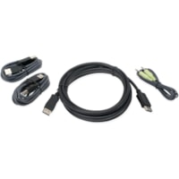 IOGEAR 10 Ft. DisplayPort, USB KVM Cable Kit with Audio (TAA) - 10 ft KVM Cable for KVM Switch, Speaker, Computer, Monitor, Notebook, Keyboard, Mouse - First End: 1 x DisplayPort Digital Audio/Video - Male, 2 x USB 3.0 Type A - Male, 1 x Mini-phone Audio - Male - Second End: 1 x DisplayPort Digital 