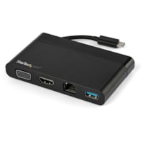 StarTech.com USB C Multiport Adapter with HDMI, VGA, Gb Ethernet & USB - USB C to 4K HDMI or 1080p VGA Adapter Mini Dock Hub - Travel Dock - 4-in-1 USB C Multiport Adapter Travel Dock for single monitor 4K HDMI or 1080p VGA / USB-A 3.0 / Gigabit Ethernet - Portable Hub - Mini Dock works w/ USB-C or 