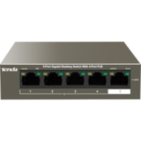 Commutateur Ethernet TEG1105P-4-63W 5 Ports Tenda - 5 Ports - 2 Couche supportée - Paire torsadée - Bureau